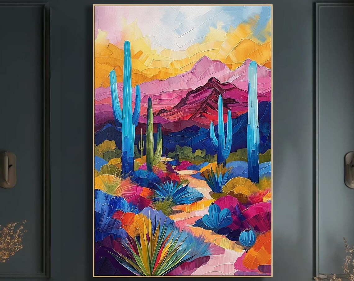 Abstract Cactus Flower, Modern Impressionist Art Print