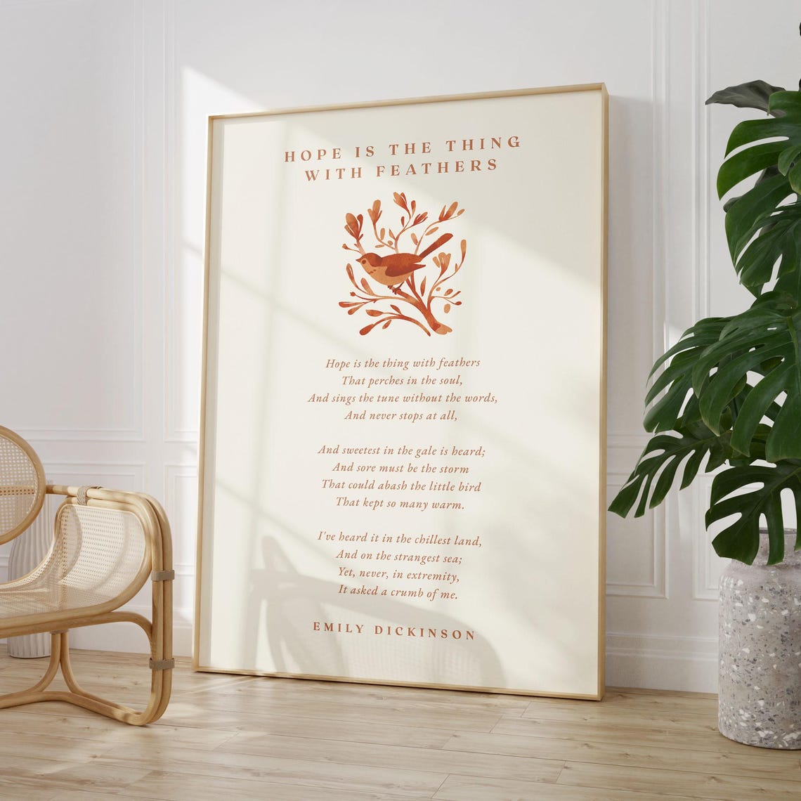 Emily Dickinson Hope Is The Thing With Feathers Poem Bird Art Poster - Image 3