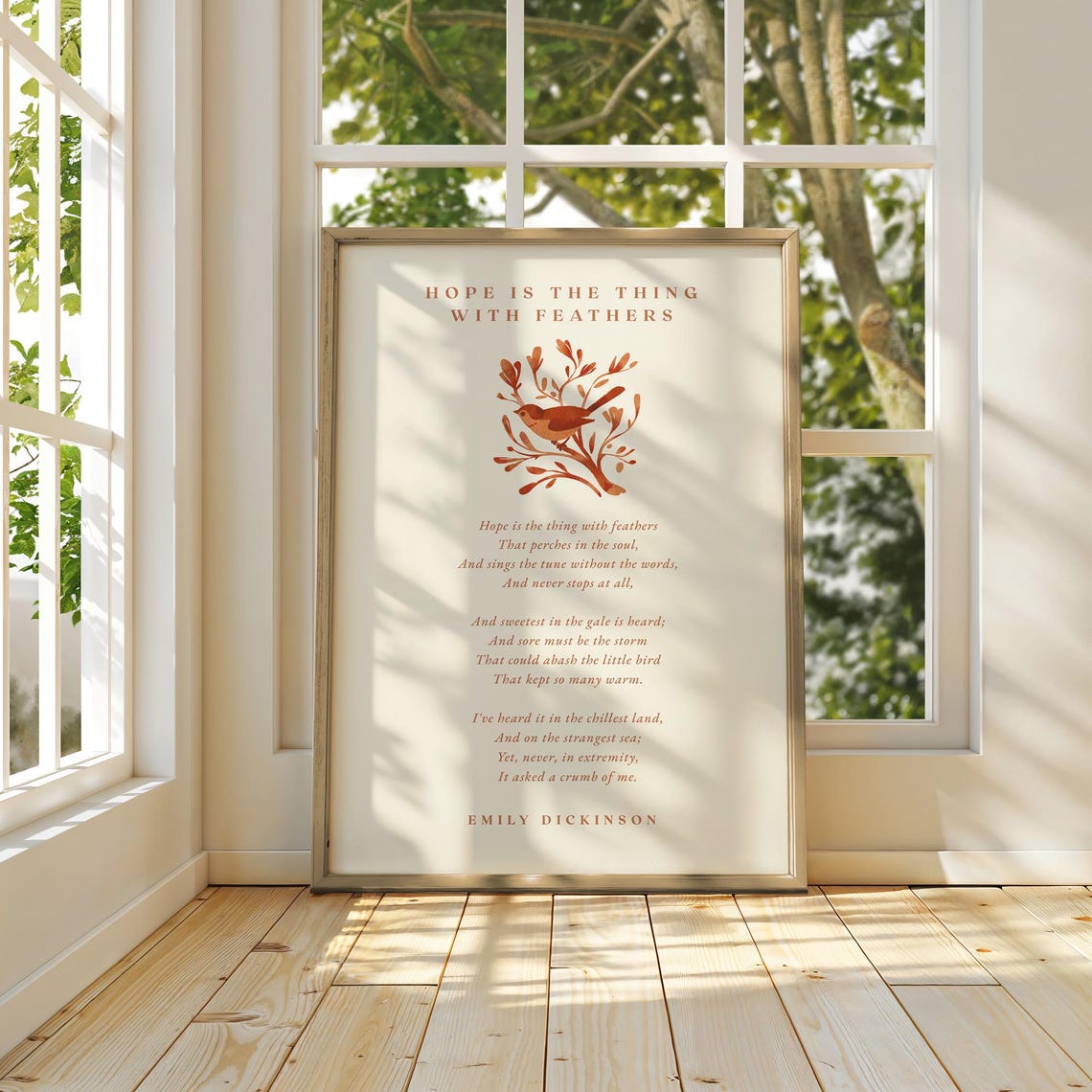 Emily Dickinson Hope Is The Thing With Feathers Poem Bird Art Poster - Image 4