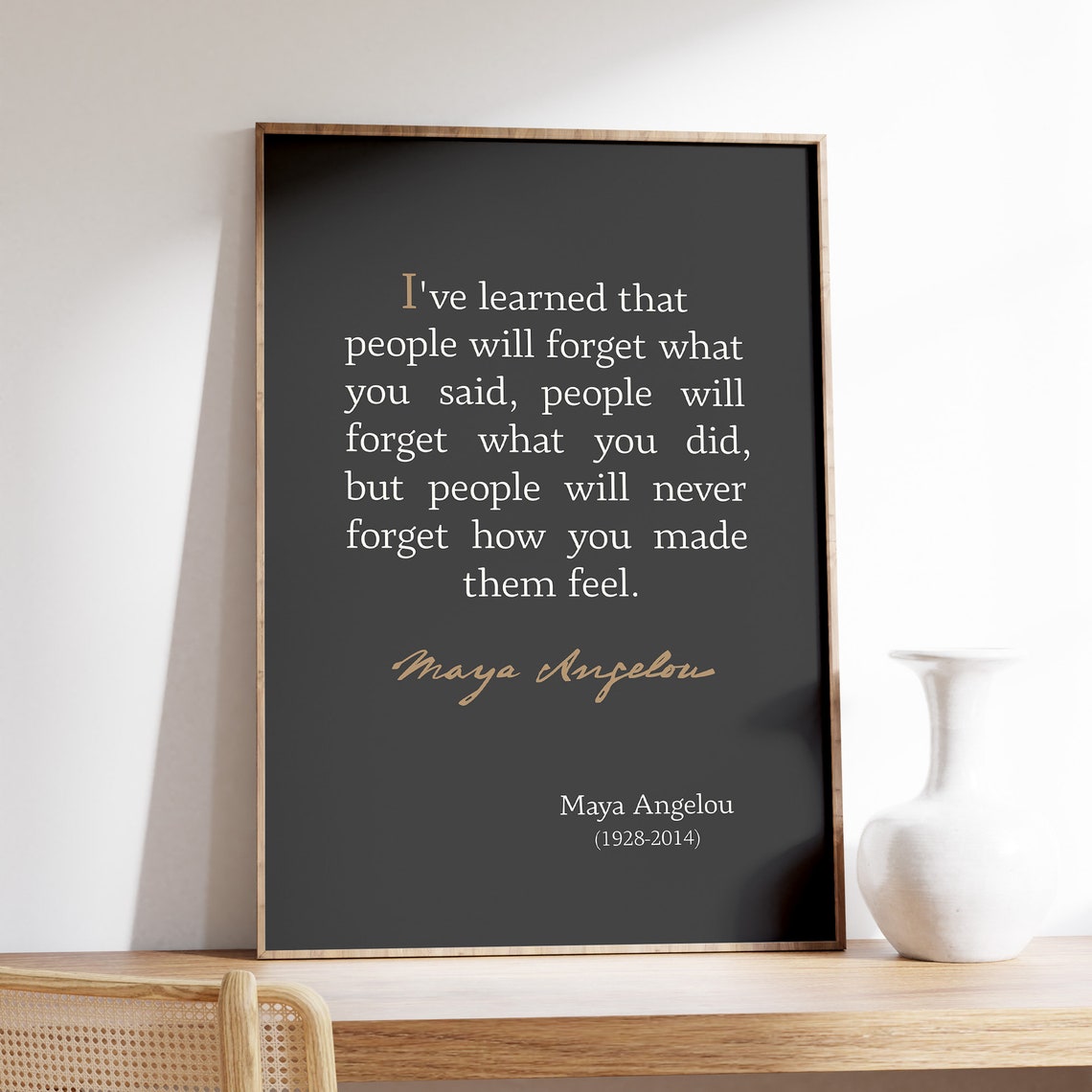 Maya Angelou Feelings Quote Black Gold Dramatic Typography Poster - Image 4