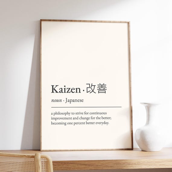 Kaizen Definition Print Dictionary Poster Inspirational Quote Japanese Decor Minimalist Poster Instant Wall Art