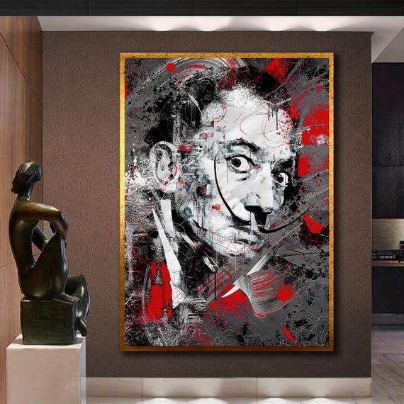 Colorful Salvador Dali Portrait Wall Art Graffiti Dali Painting Gift For Urban And Pop Art Splash Style Wall Decor