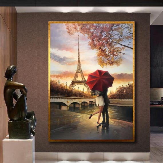 Love Is Different In Paris Wall Decor Love In Paris Art Painting Eiffel Tower Poster Roll On Stretched And Framed Options