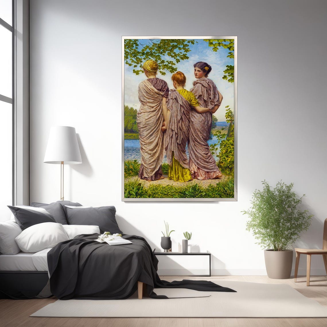 Three Classical Women by the Water Timeless Neoclassical Art Poster - Image 2