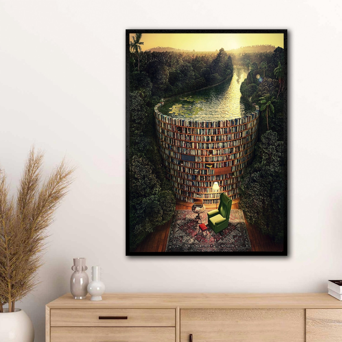 Surreal Library Art Print, Books Decor Masterpiece - Image 3