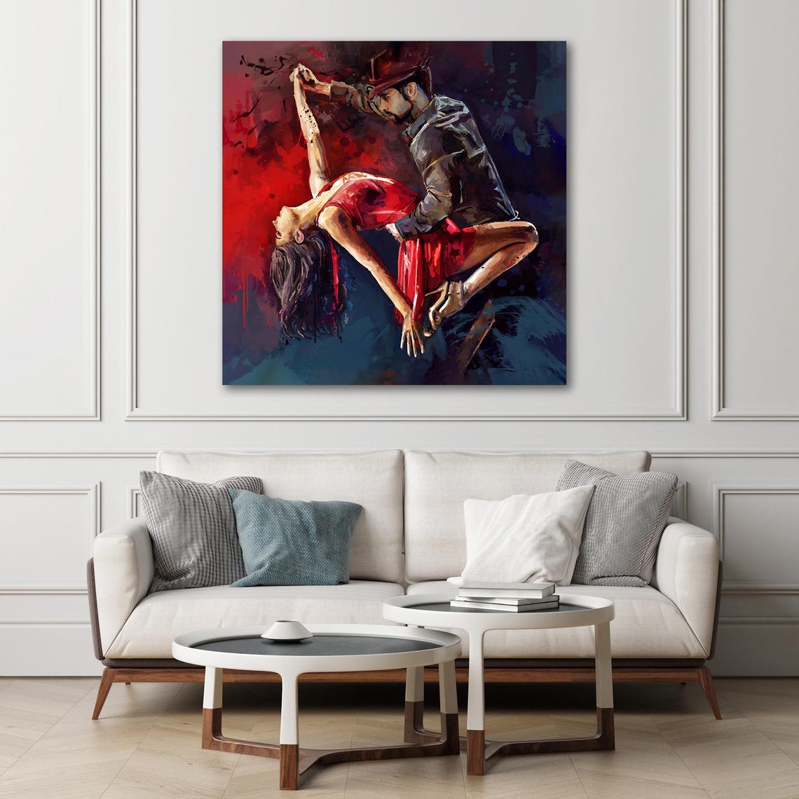 Passionate Tango Dancers Red Dress Dramatic Dance Art Poster - Image 2