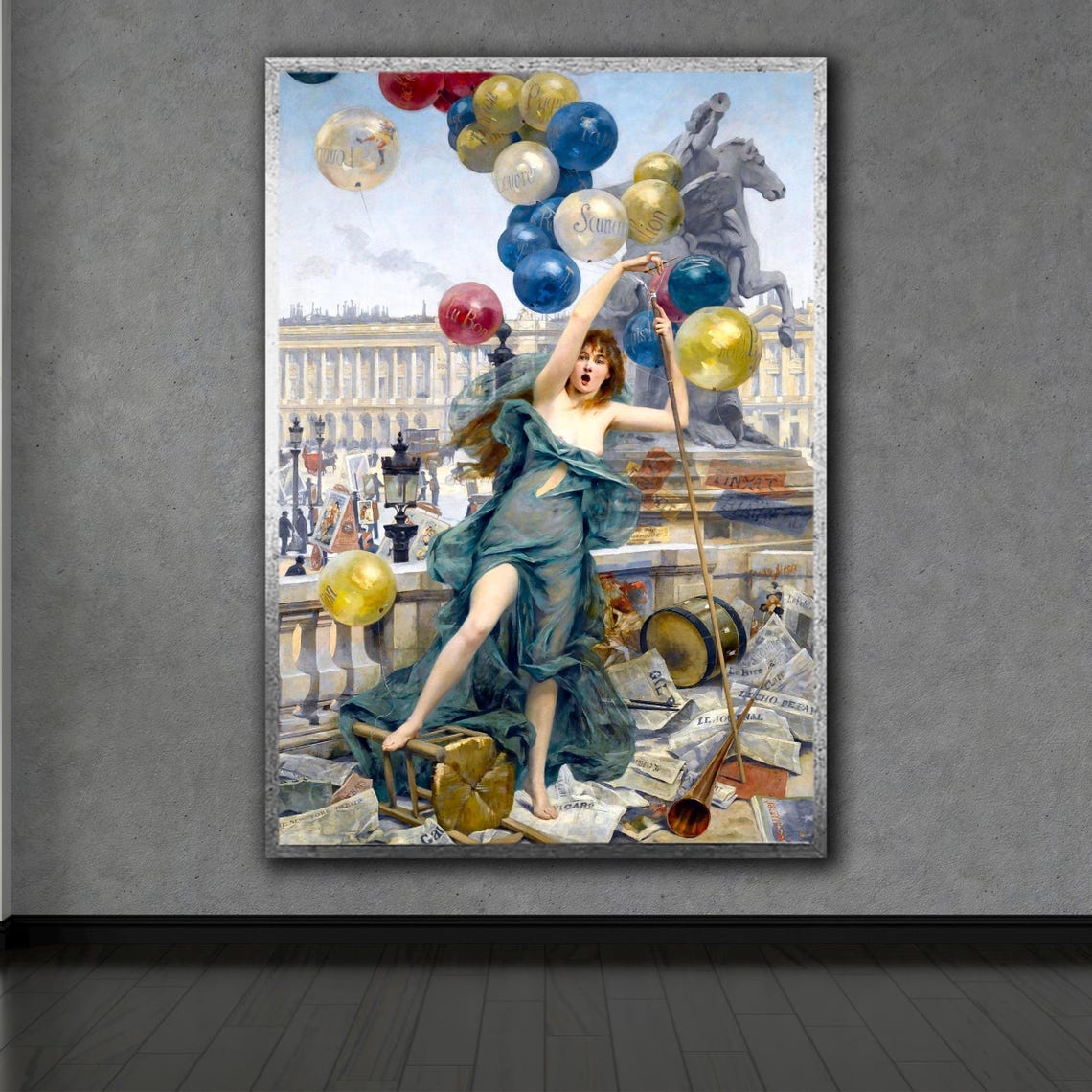 Woman With Advertising Balloons 19th Century French Painting Wall Art - Image 2