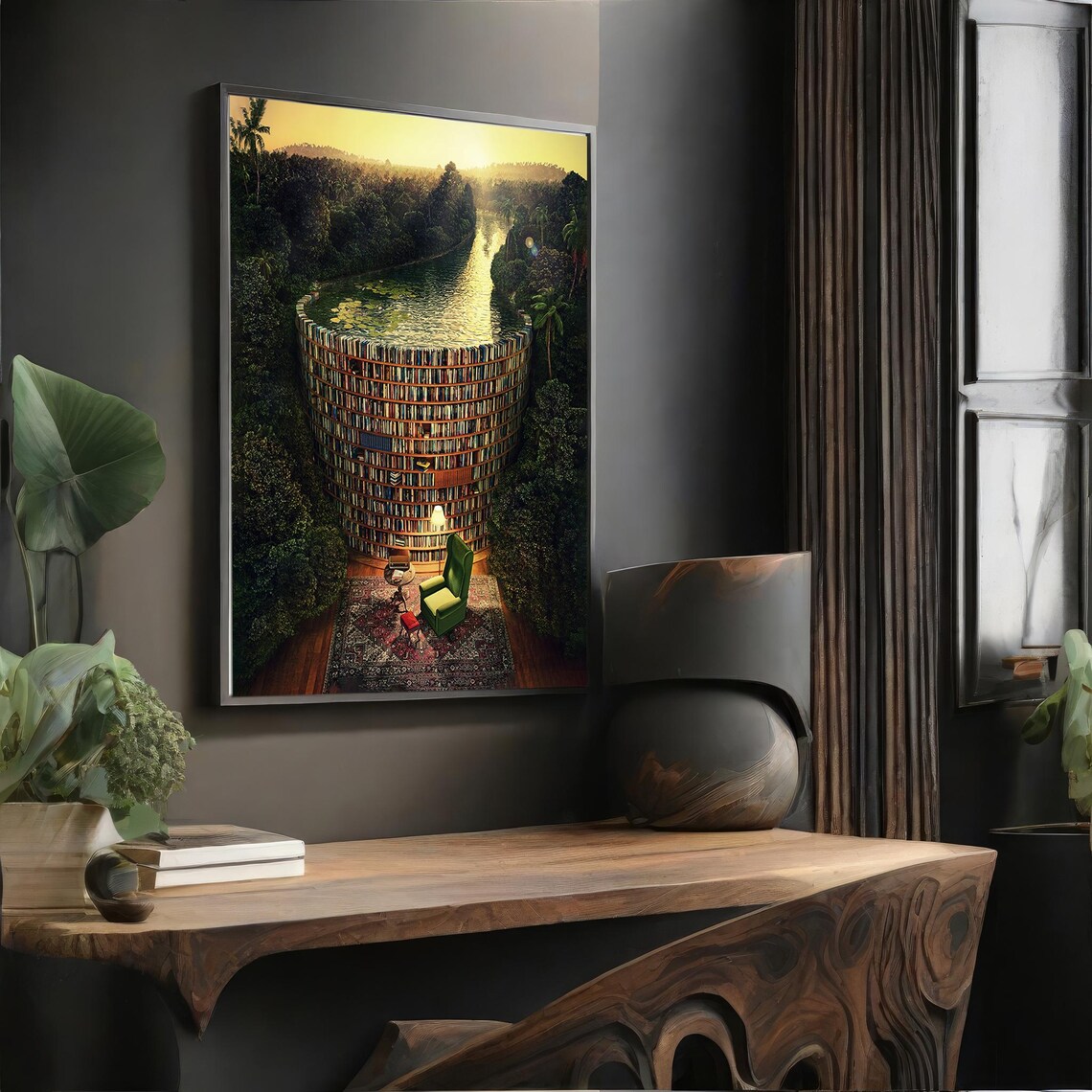 Surreal Library Art Print, Books Decor Masterpiece - Image 4