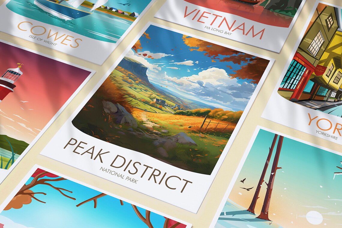 Peak District National Park Golden Autumn Valley View Poster - Image 3