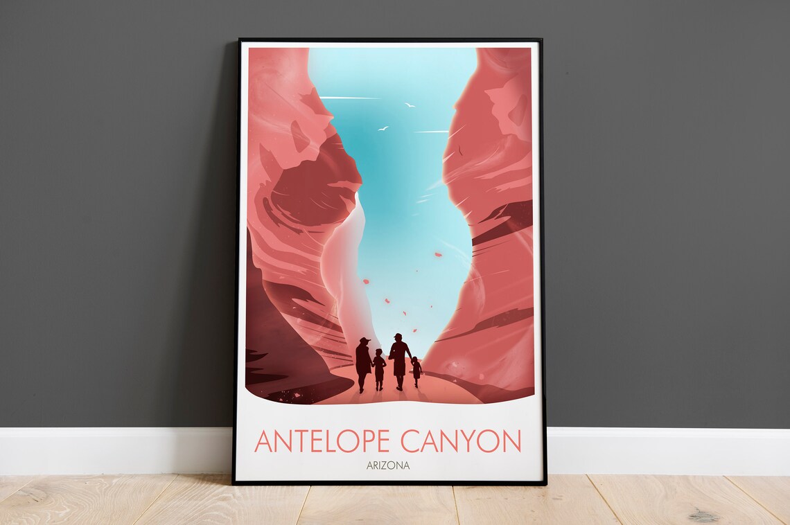 Antelope Canyon Arizona Red Rock Slot Canyon Adventure Travel Poster