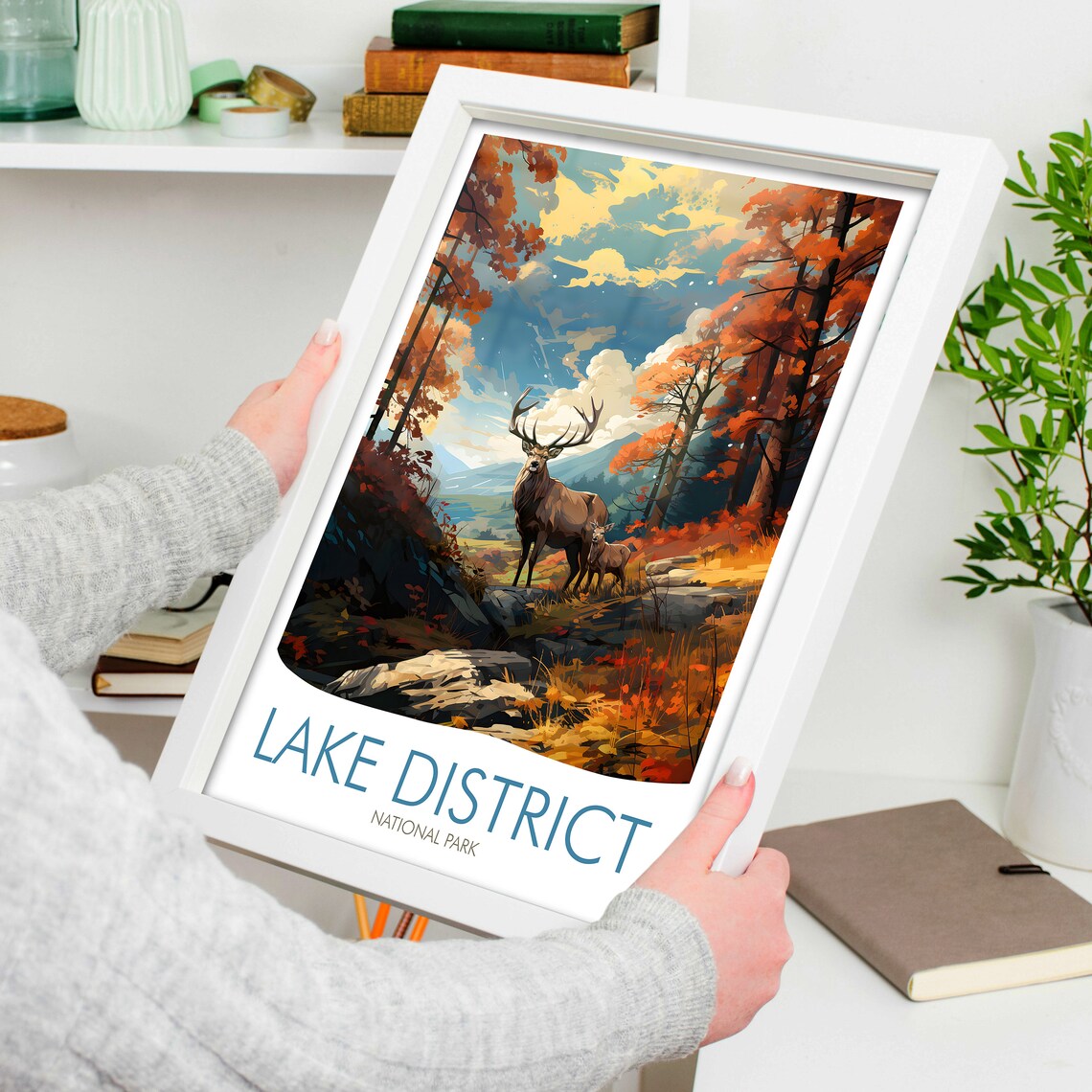 Lake District National Park England Autumn Deer Woods Nature Poster - Image 4