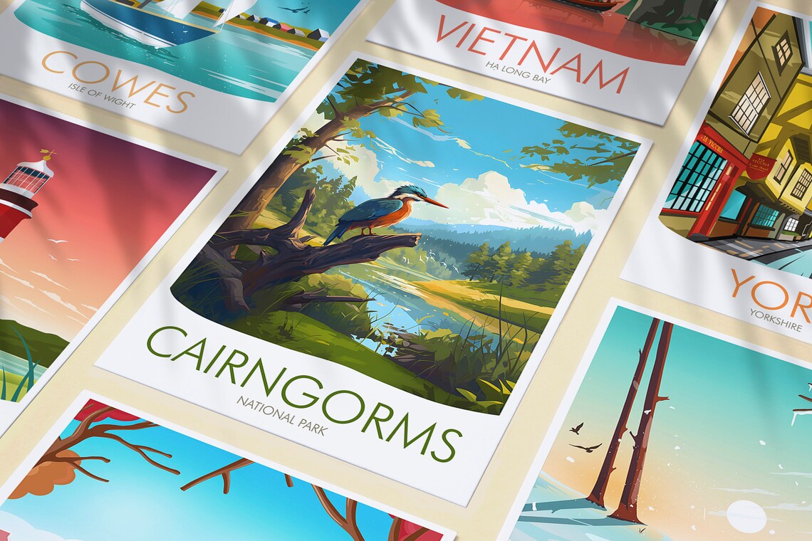 Cairngorms National Park Kingfisher River Wildlife Nature Scenic Poster - Image 3