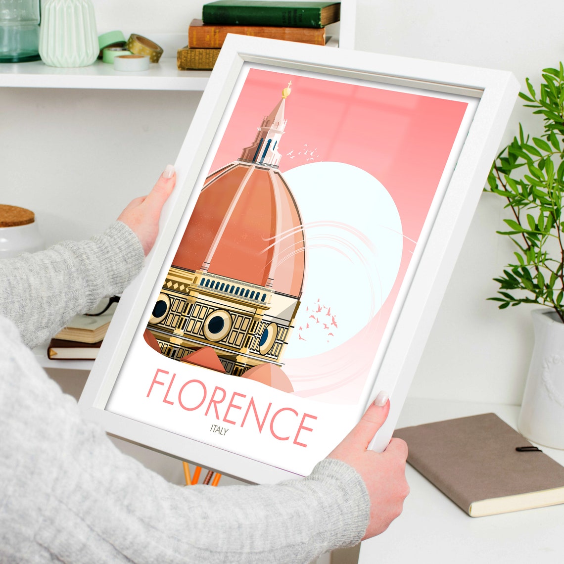 Florence Italy Duomo Cathedral Terracotta Dome View Art Poster - Image 4