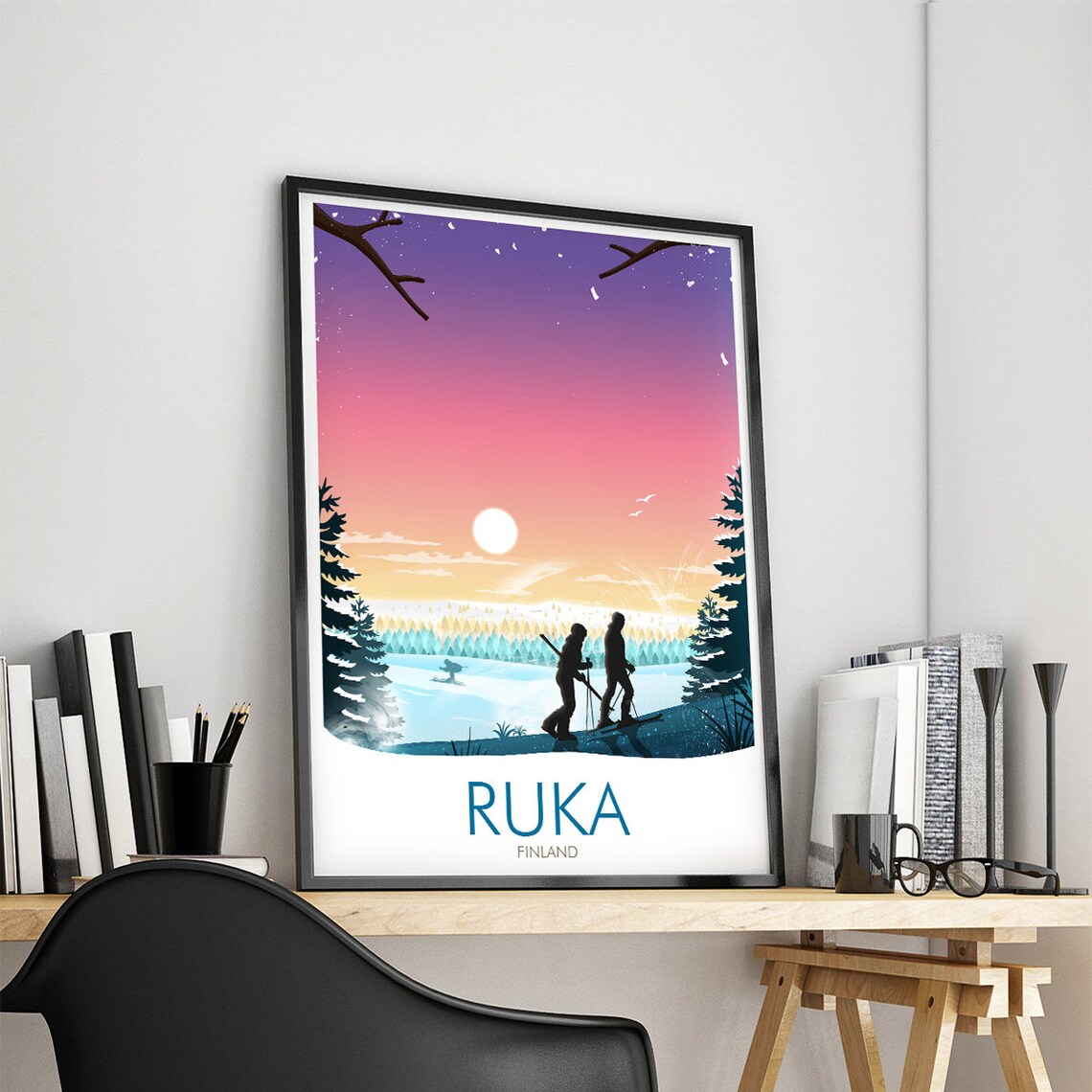 Finland Print Ruka, Abstract Modern Travel Poster - Image 4