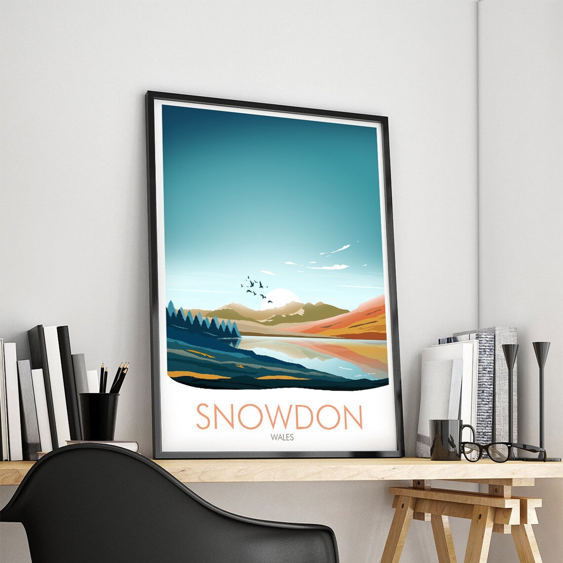 Snowdon Wales Sunset Mountain Lake Peak Summit Travel Poster - Image 4