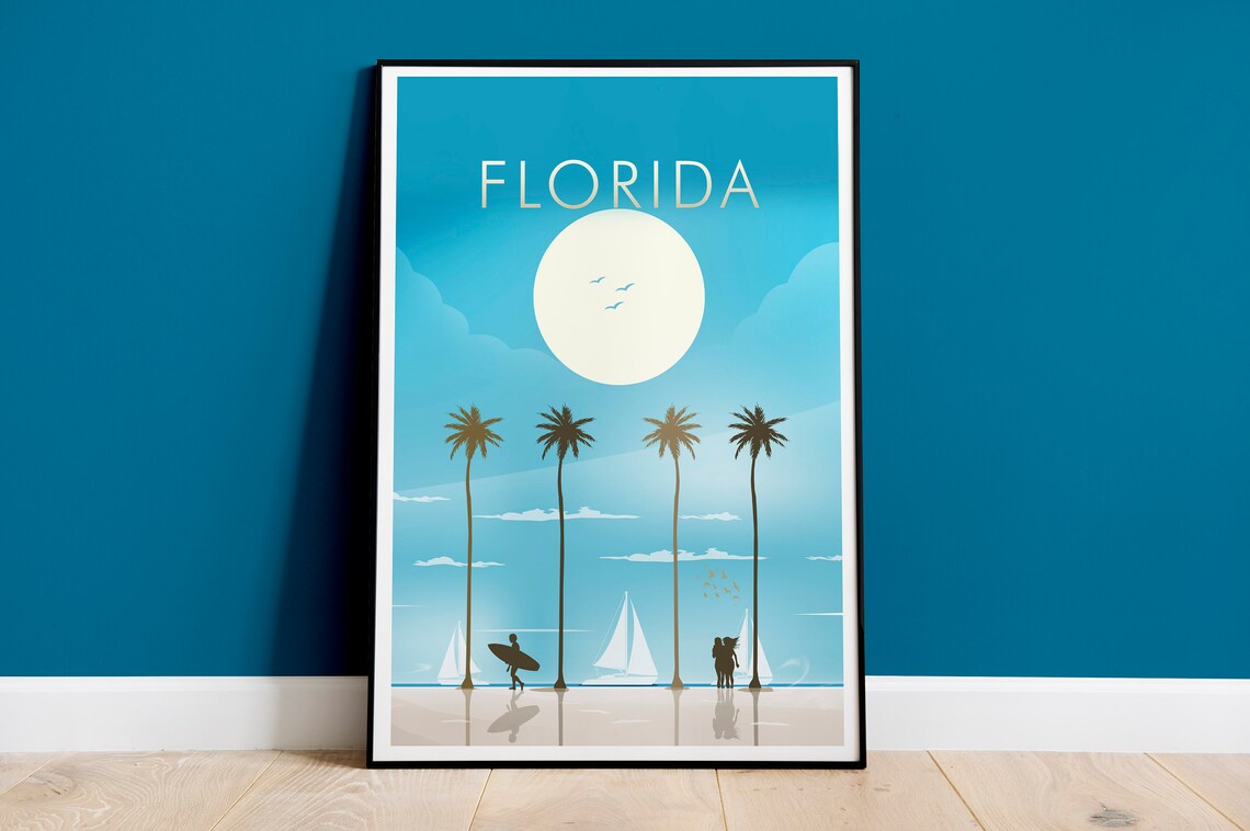 Visit Florida Travel Poster, USA Wall Art