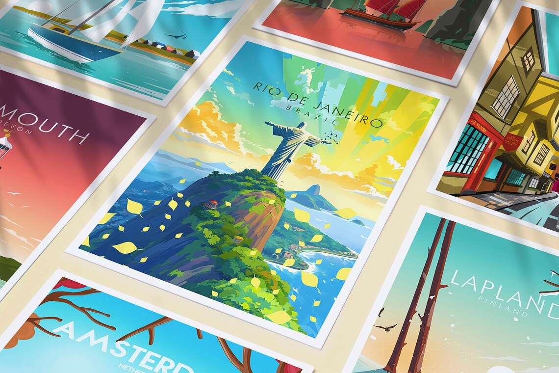 Rio De Janeiro Travel Poster, Brazil Landmarks - Image 3
