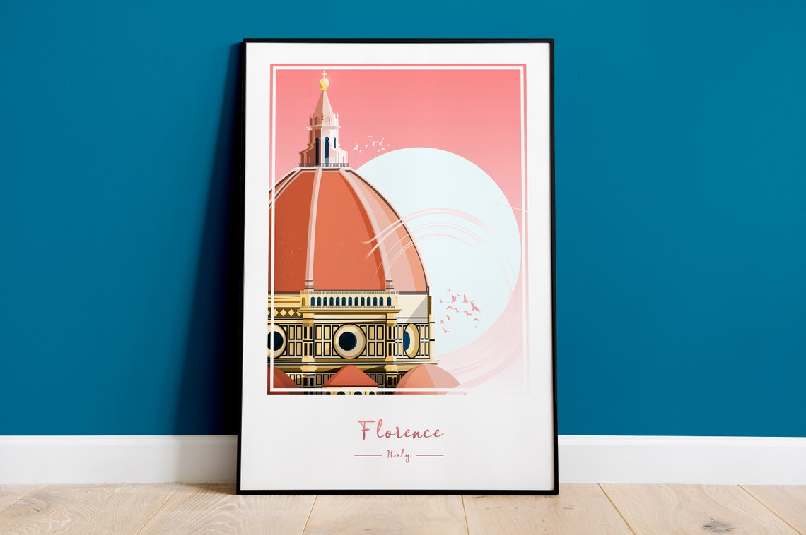 Florence Italy Duomo Cathedral Dome Tuscany Sunset Sky Poster