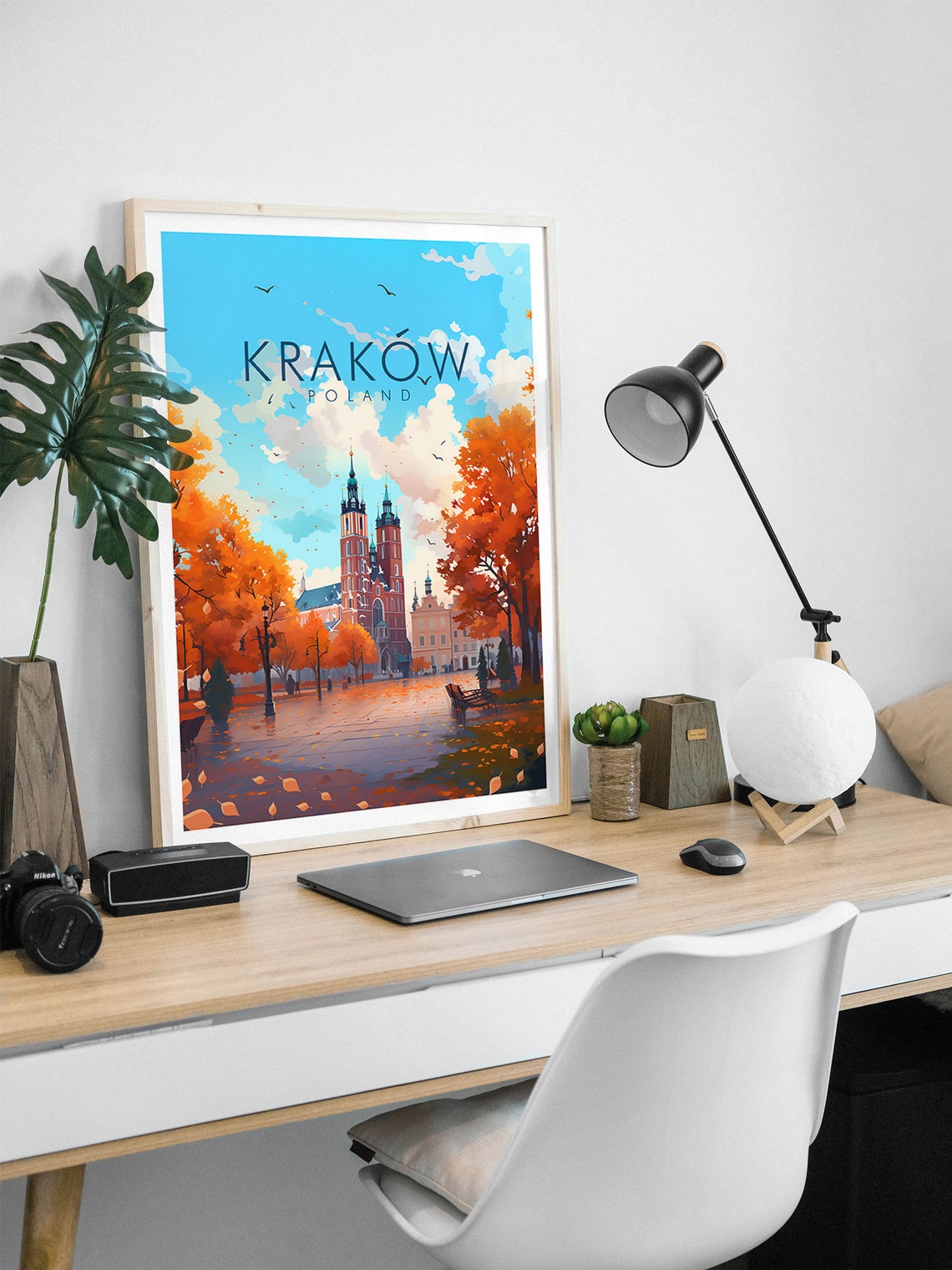 Kraków Poland Historic Old Town Church Autumn Square Travel Poster - Image 2