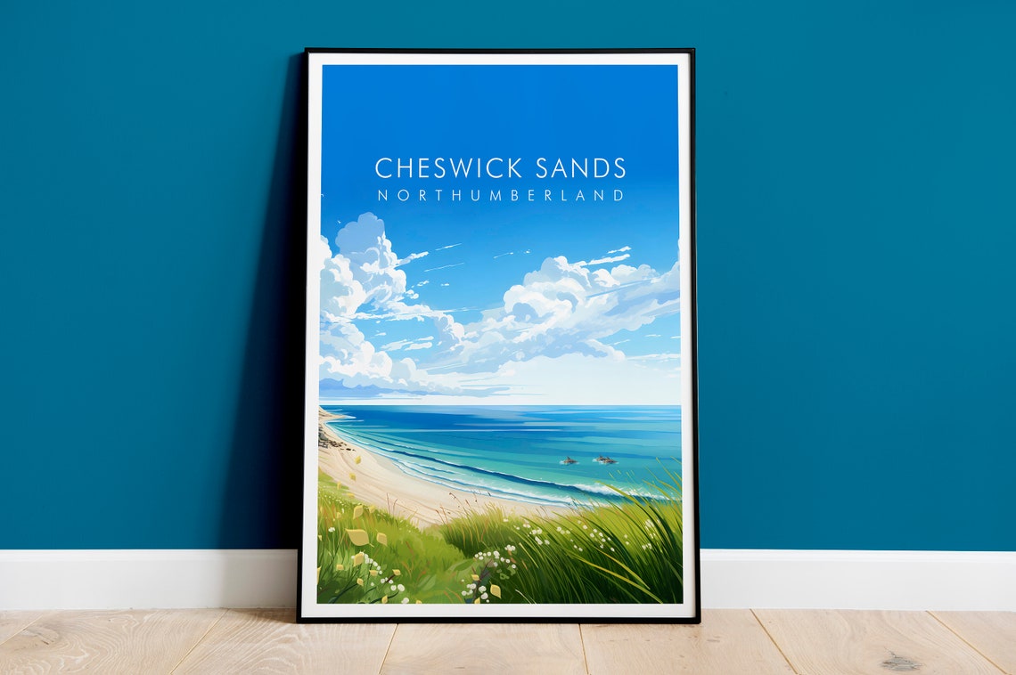 Cheswick Sands Northumberland Sandy Beach Seascape Travel Poster