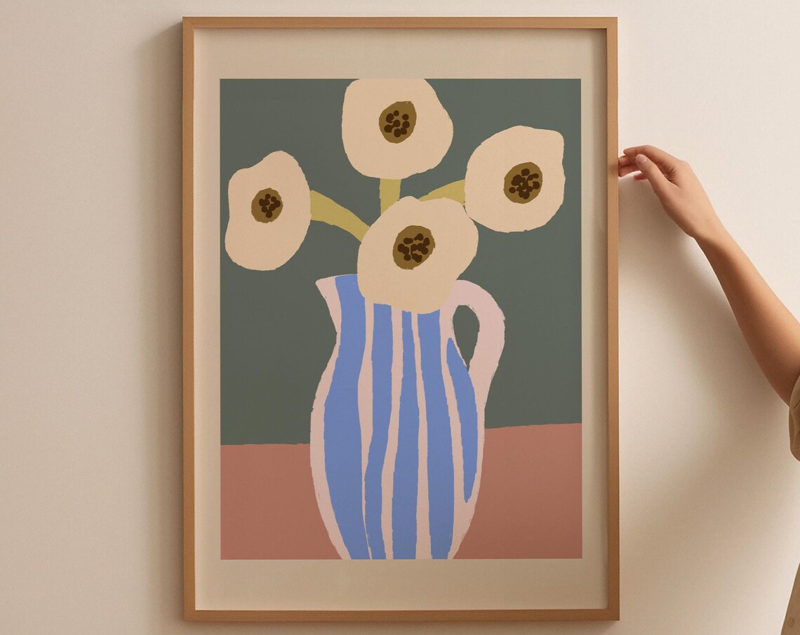 Abstract Vase Floral Boho Botanical Art Print