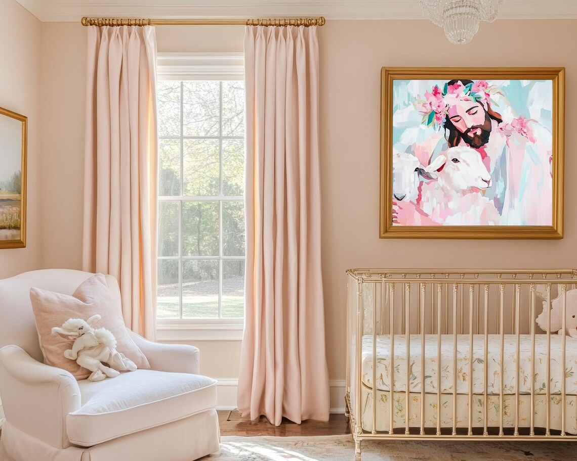 Pastel Abstract Jesus Shepherd Art Print, Modern Bible Art - Image 5