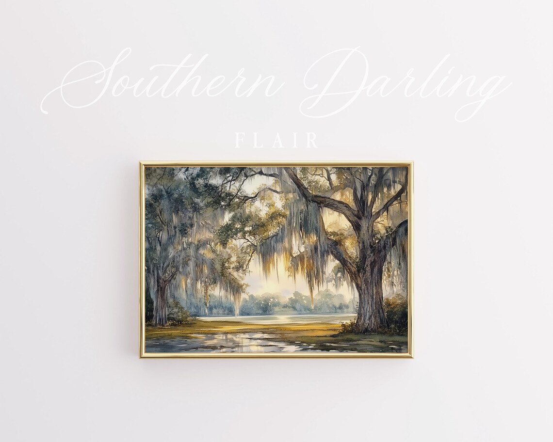 Live Oak Tree Southern Landscape Art Print - Image 3