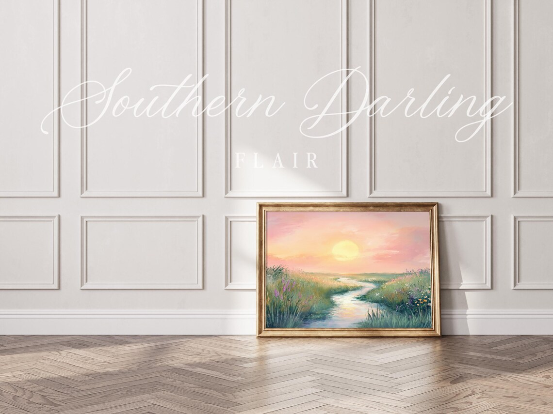 Pastel Marsh Sunset, Vintage Coastal Water Art Print - Image 3