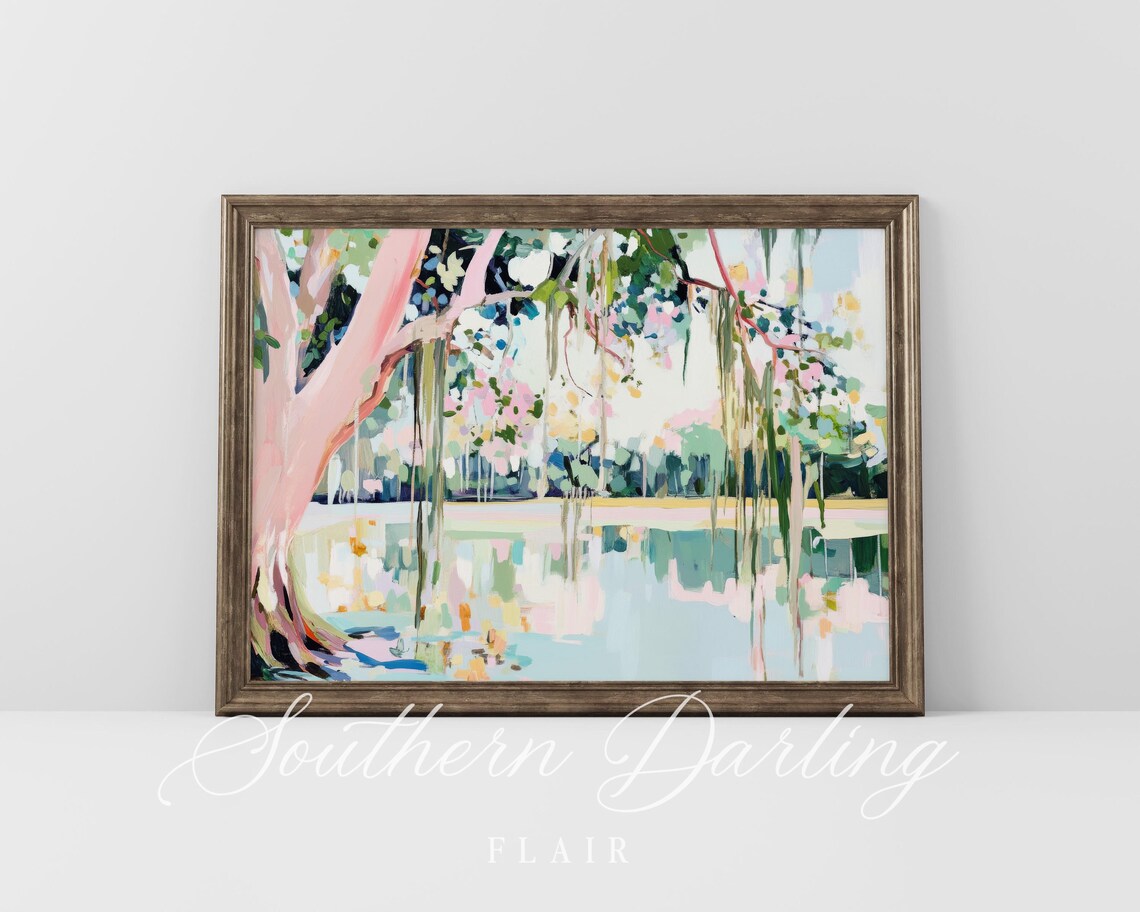 Pastel Tree Over Wetlands, Spring Marsh Art Print - Image 4