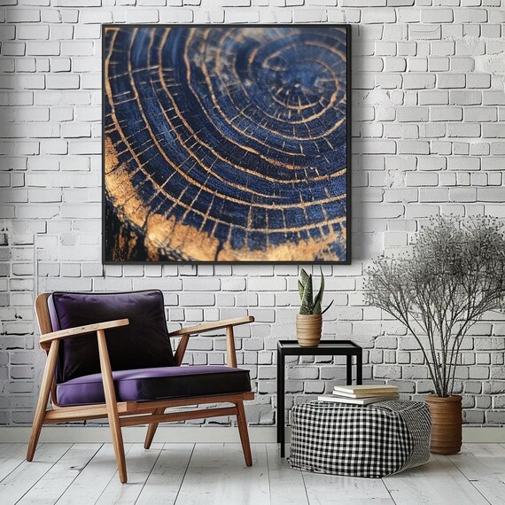 Tree Ring Nature Wall Art Nature Forest Wall Art Black Framed Wall Art Above Bed Art Square Wall Art Print College Dorm Decor