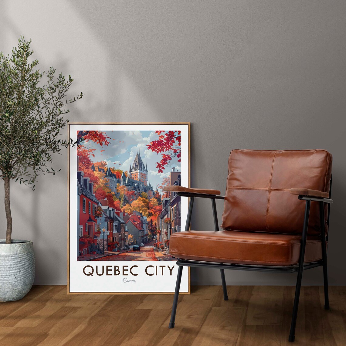 Quebec City Canada Vintage Style Travel Poster