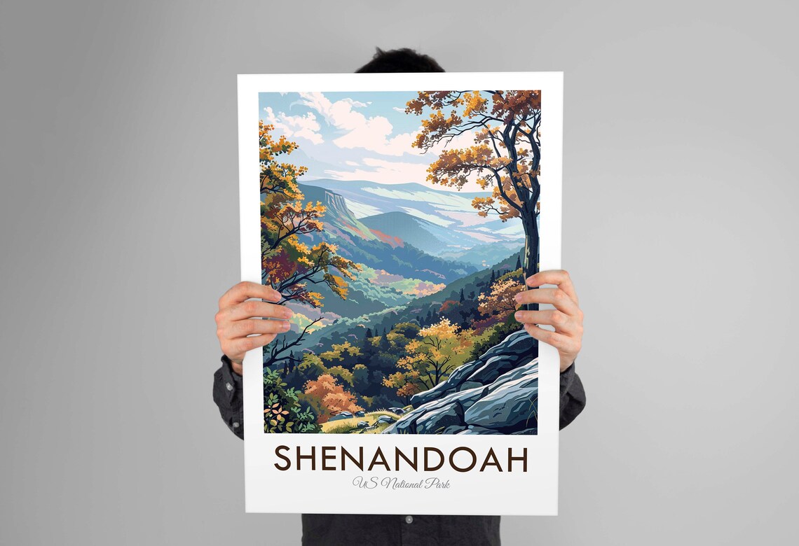 Shenandoah National Park Autumn Overlook Rocky Viewpoint Travel Poster - Image 3