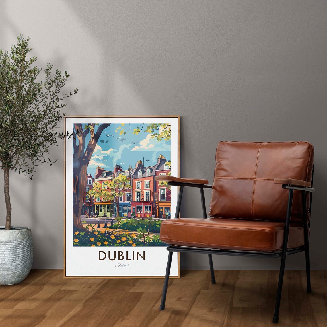 Dublin Ireland Sunny Park Blooming Flowers City Houses Travel Poster - Image 2