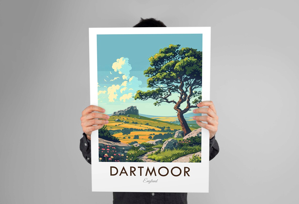 Dartmoor England Vintage Style Travel Poster, Europe - Image 3