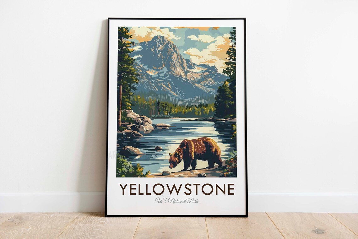 Yellowstone National Park Vintage Style Travel Poster - Image 3