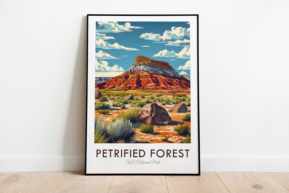 Petrified Forest National Park Red Rock Desert Mesa Travel Poster