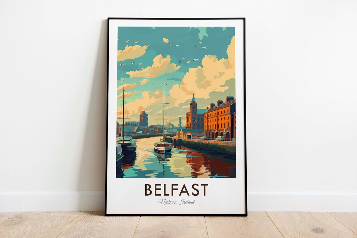 Belfast Northern Ireland Historic Harbor Sailboats Waterfront Poster