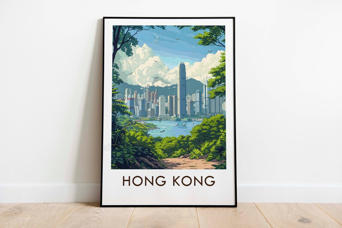 Hong Kong Vintage Style Travel Poster, Travel Poster - Image 3