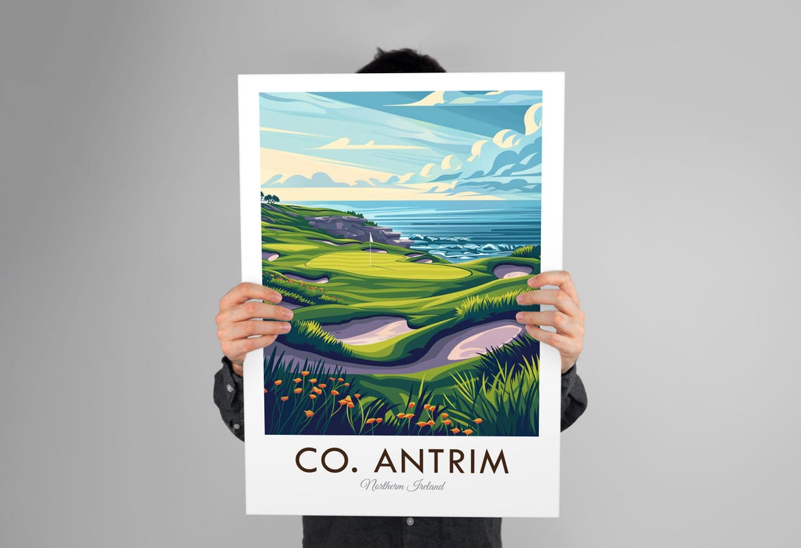 County Antrim Northern Ireland Seaside Coast Fairway Golf Poster - Image 3