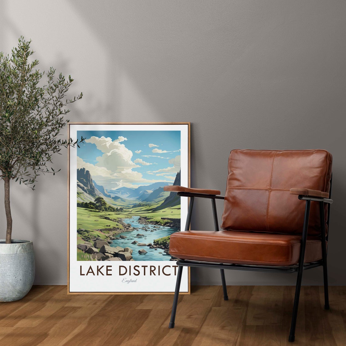 Lake District England River Valley Fells Vintage Travel Poster - Image 2