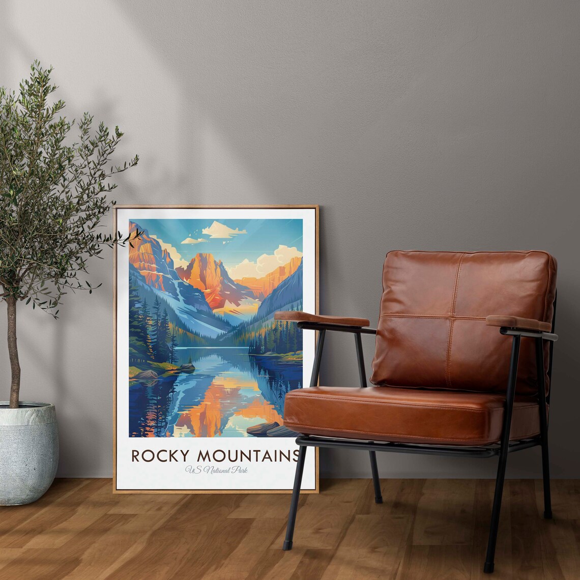 Rocky Mountains National Park Alpine Lake Peak Reflection Travel Poster - Image 2