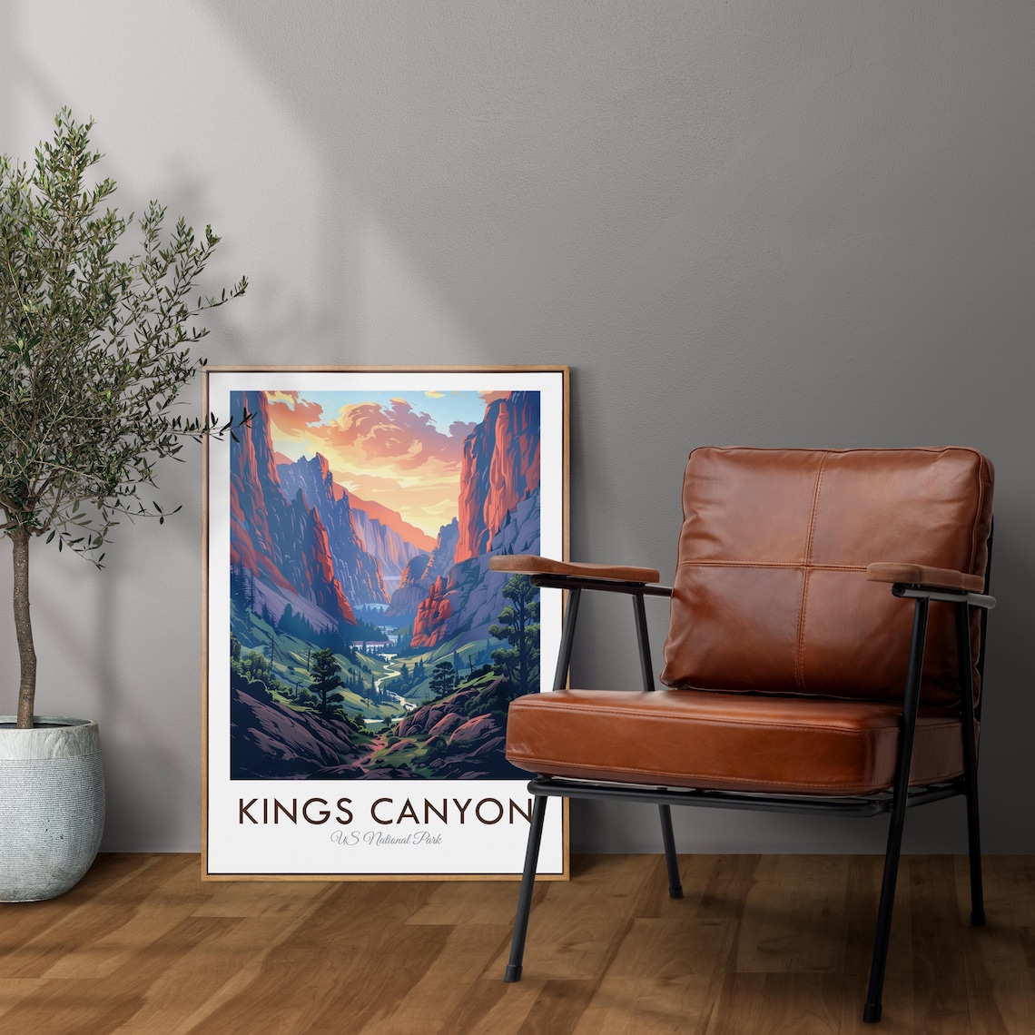 Kings Canyon National Park Red Rock Sunset Vintage Travel Poster - Image 2