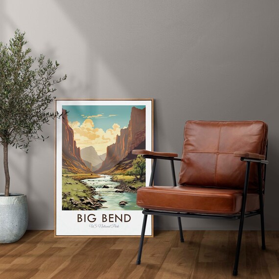 Big Bend National Park Texas Desert River Sunset Travel Poster