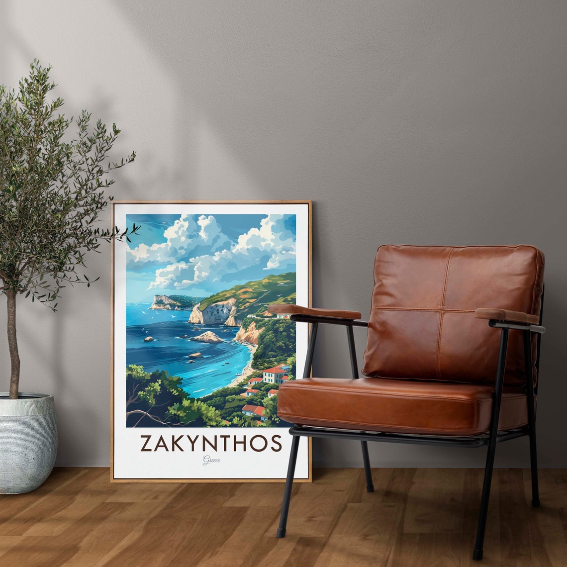Zakynthos Greece Ionian Island Coastal Cliffs Vintage Travel Poster - Image 2