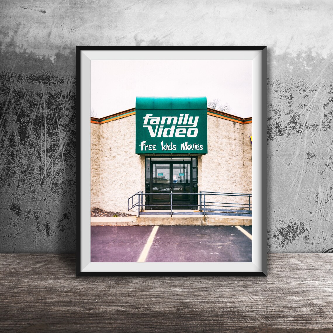 Family Video Storefront Sign Free Kids Movies Nostalgia Poster
