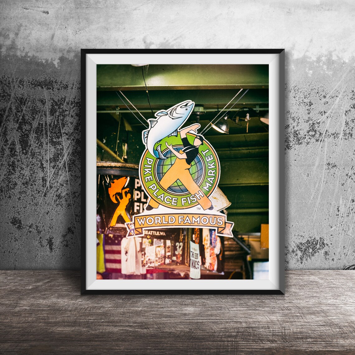 Pike Place Fish Market World Famous Seattle Sign Photography Poster