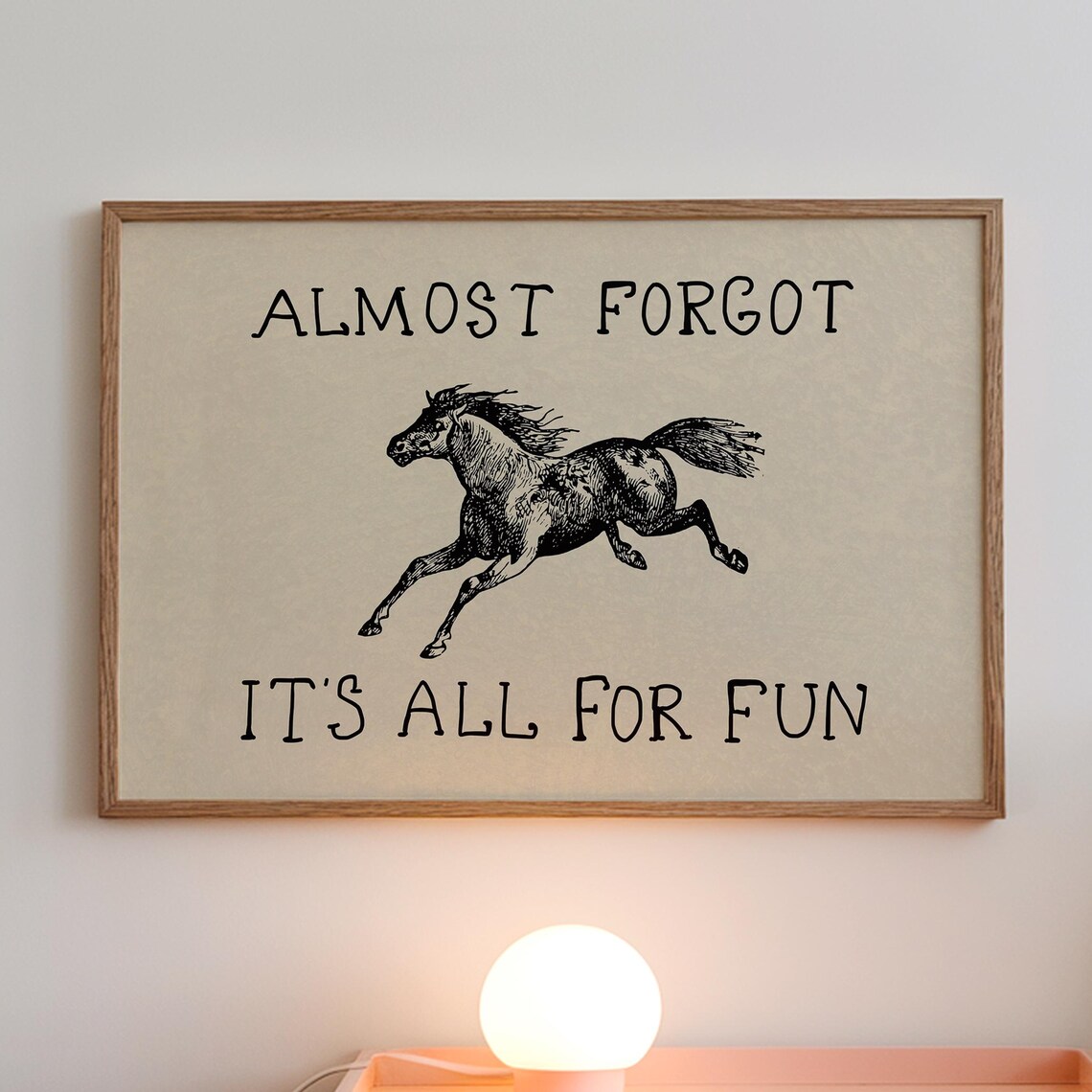 Vintage Horse Illustration, Fun Wall Art Print