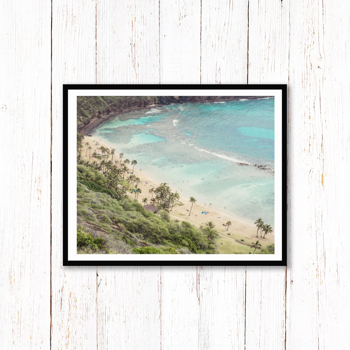 Aerial View of a Tropical Bay with Palm Trees and Blue Water Poster - Image 2