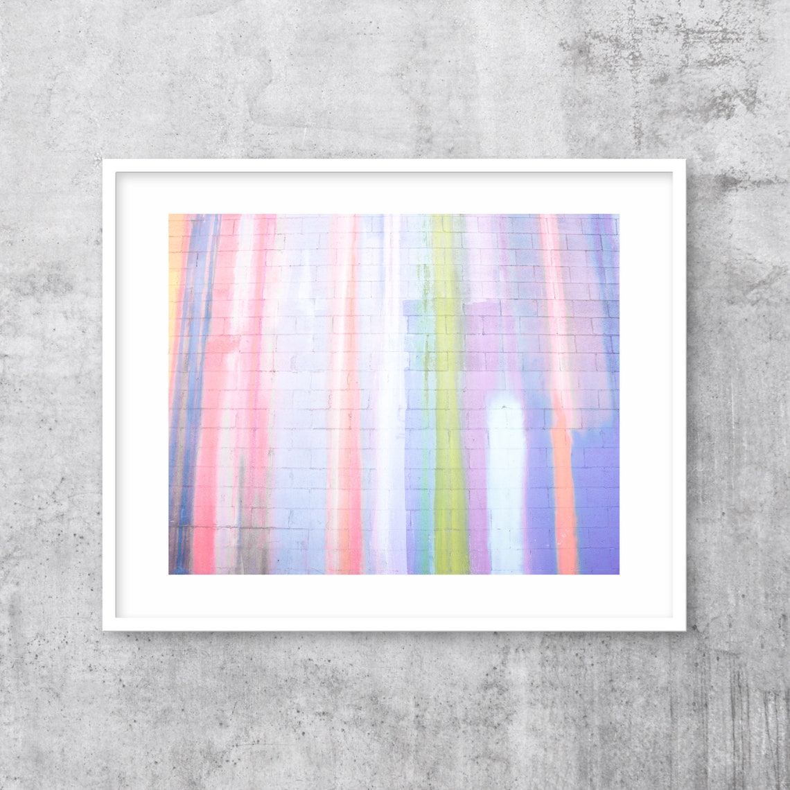 Soft Pastel Striped Wall Pink Blue Lilac Brick Art Photo Poster - Image 3