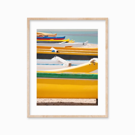 Hawaiian Outrigger Canoe Print Beach Photography Wall Art Print Coastal Decor Travel Wall Art Print